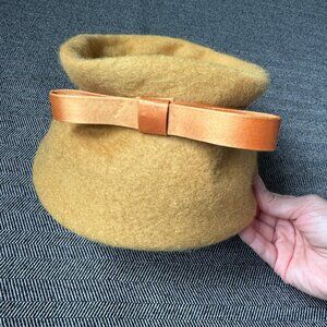 Wool Hat w/Bow Vintage Henry Pollack Small 21.5 Inches